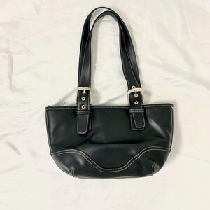 American Vintage Early 2000's Faux Leather Chunky Slouchy Black Shoulder Bag